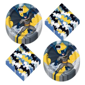 Batman Party Supplies - Batman Superhero Paper Dinner Plates and Lunch Napkins (Serves 16)