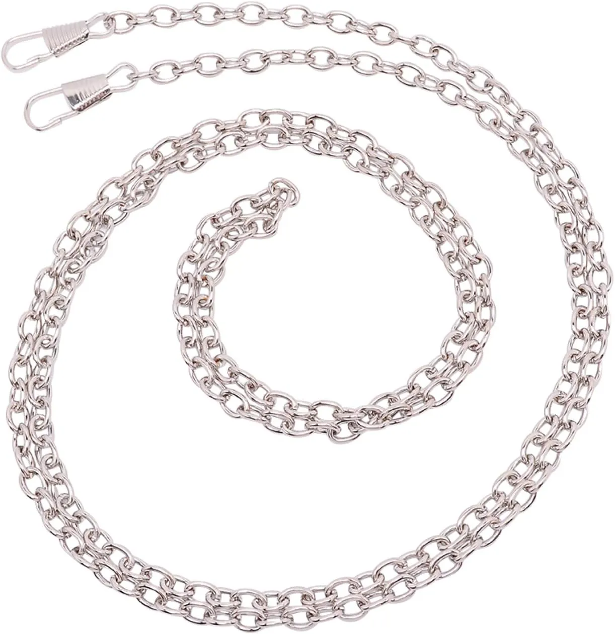 Beadthoven 10 Pieces Bag Strap Chains 120cm Iron Flat Cable Chain Replacement Handbag Chains with Metal Buckles for Crossbody Shoulder Bag Purse Clutch Platinum