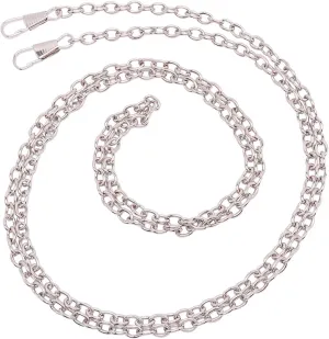 Beadthoven 10 Pieces Bag Strap Chains 120cm Iron Flat Cable Chain Replacement Handbag Chains with Metal Buckles for Crossbody Shoulder Bag Purse Clutch Platinum