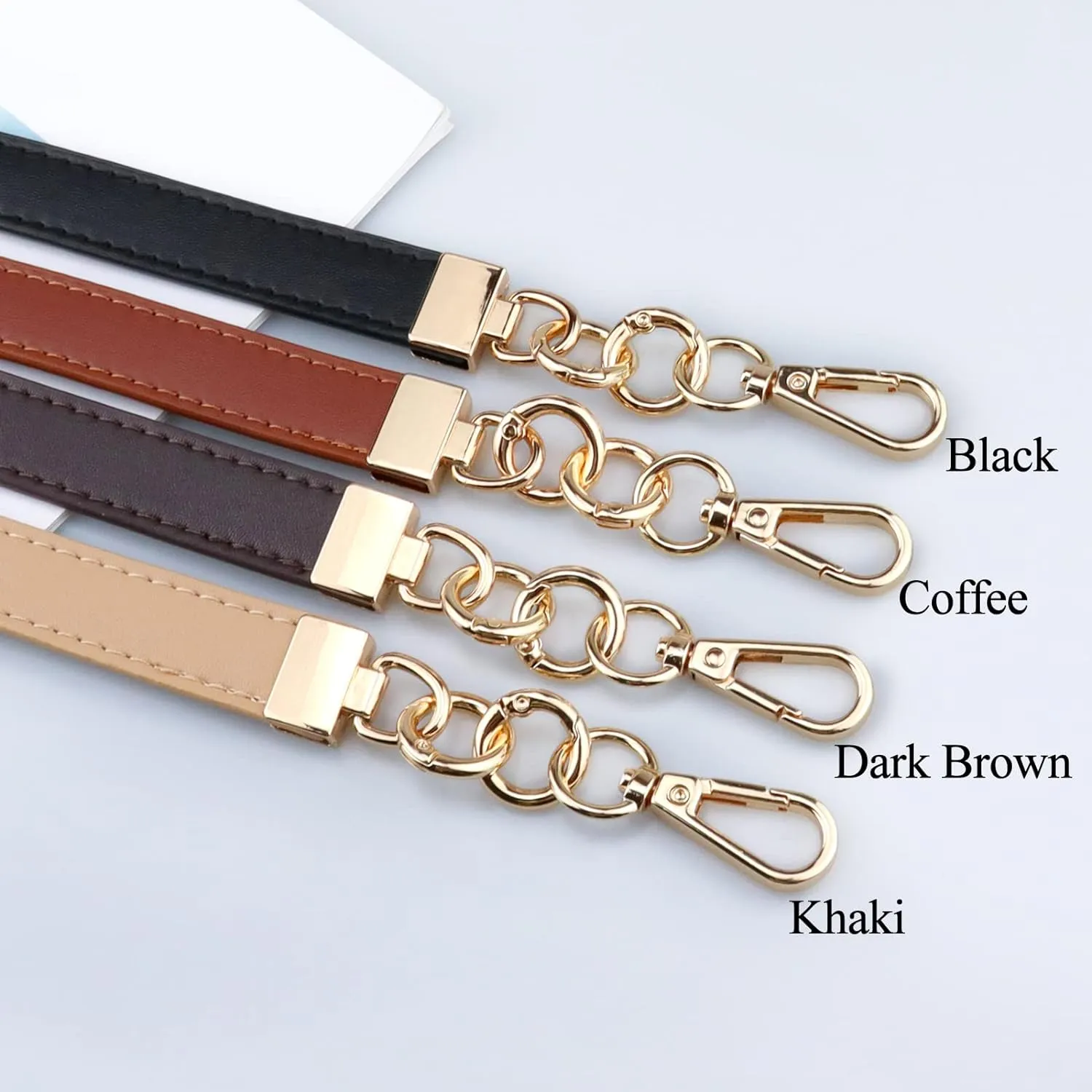 Beaulegan Purse Leather Handles Replacement for Handbag/Shoulder Bag 2 PCS, 24.4 Inch Long Dark BrownGold Clasp