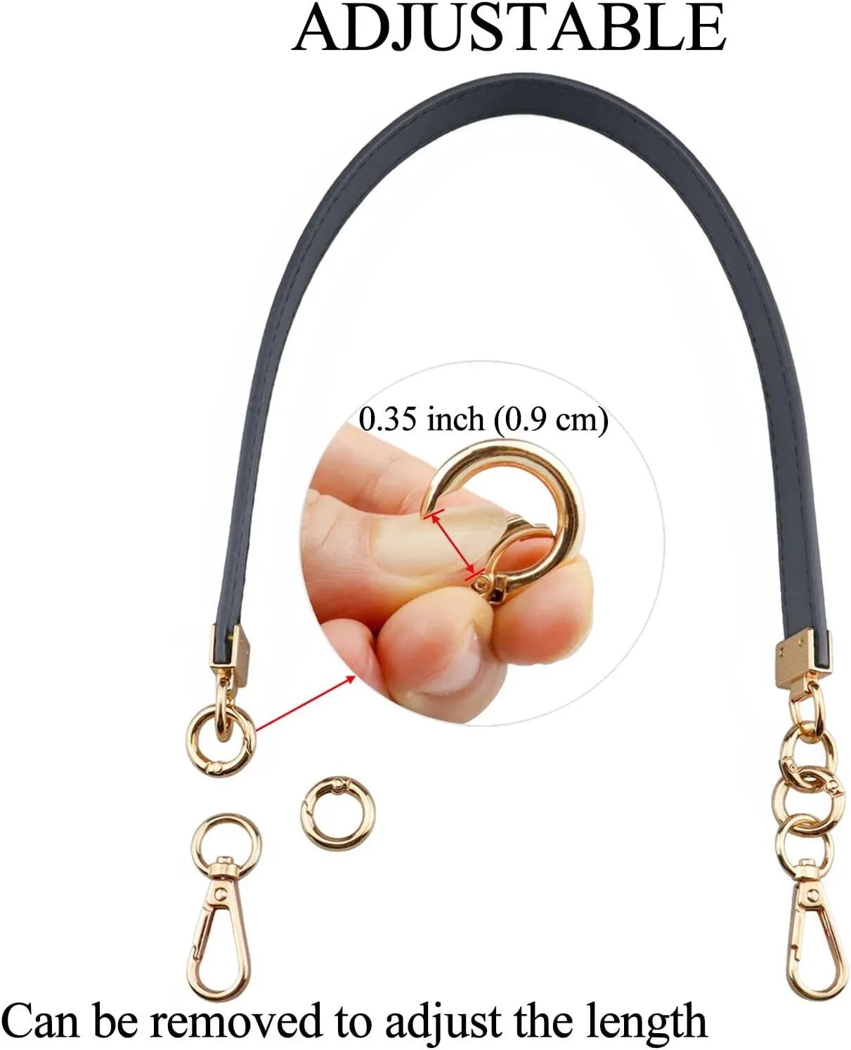 Beaulegan Purse Leather Handles Replacement for Handbag/Shoulder Bag 2 PCS, 24.4 Inch Long Dark BrownGold Clasp