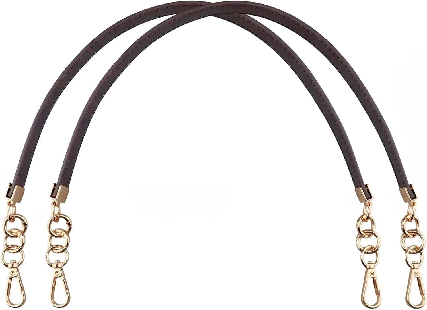 Beaulegan Purse Leather Handles Replacement for Handbag/Shoulder Bag 2 PCS, 24.4 Inch Long Dark BrownGold Clasp