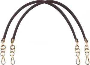 Beaulegan Purse Leather Handles Replacement for Handbag/Shoulder Bag 2 PCS, 24.4 Inch Long Dark BrownGold Clasp