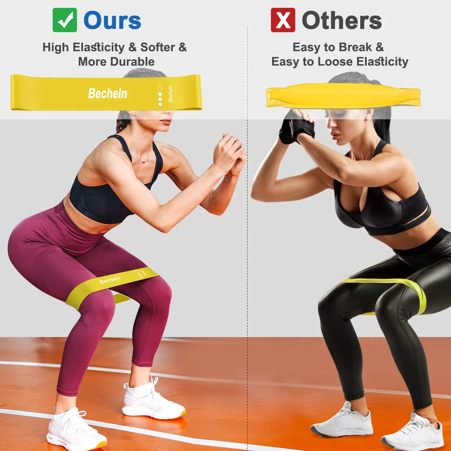 Becheln Resistance Band, Exercise elastic Bands for Yoga, Pilates, Fitness and Working Out, Set of 5 Stretch Bands with Carrying Bag Resistance Band Regular Color 5-Pack