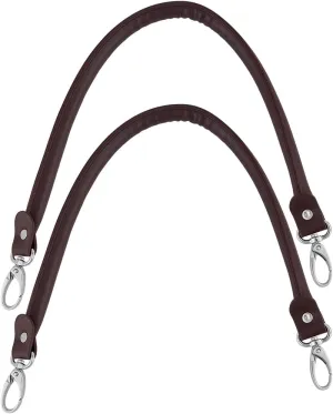 Beebeecraft Pack of 2 Bag Handles Made of PU Leather Coconut Replacement Purse Strap Platinum Coloured Alloy Clasps for Handbags Shoulder Straw Bags Accessories