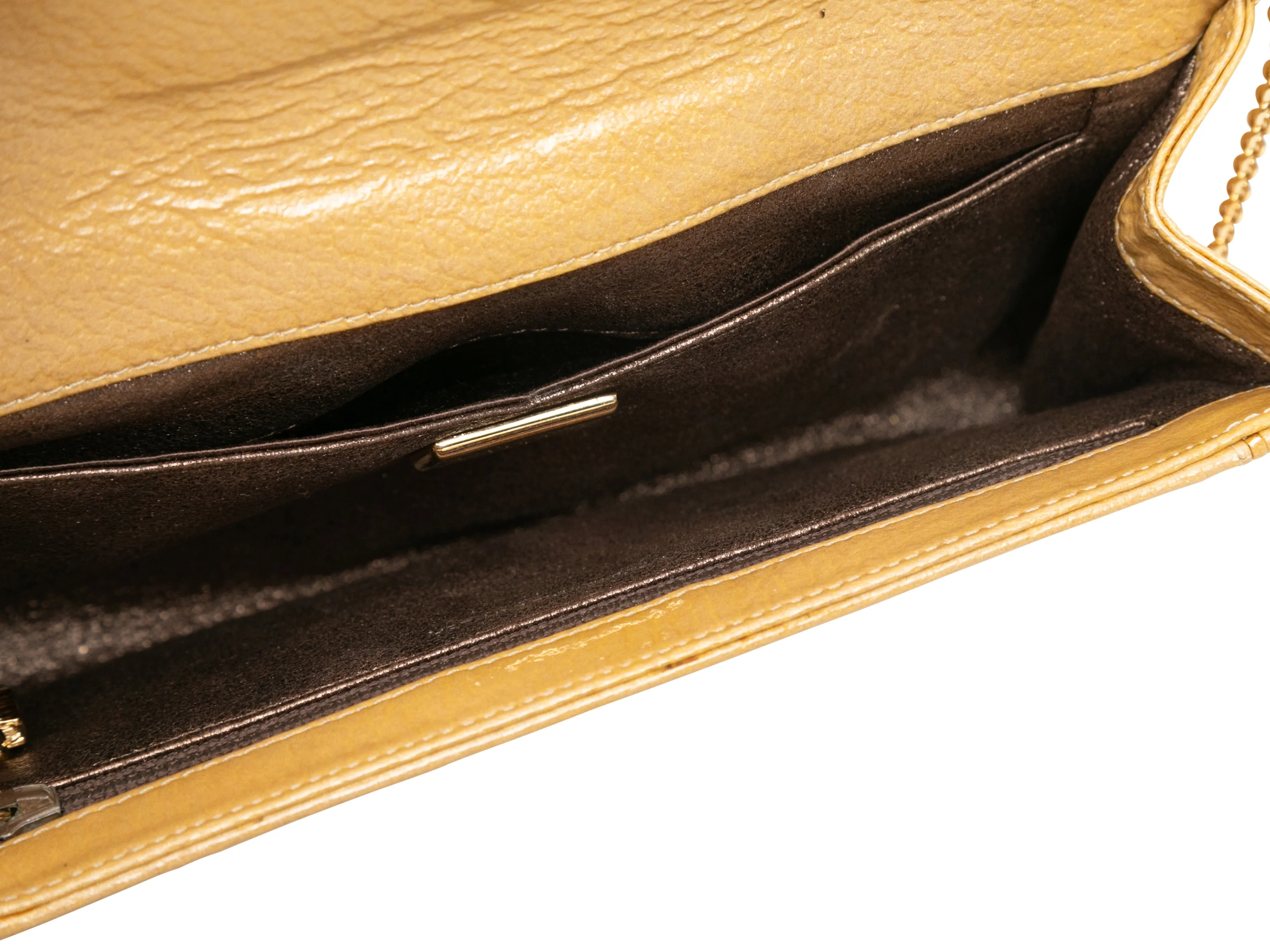 Beige Judith Leiber Patent Embellished Clutch