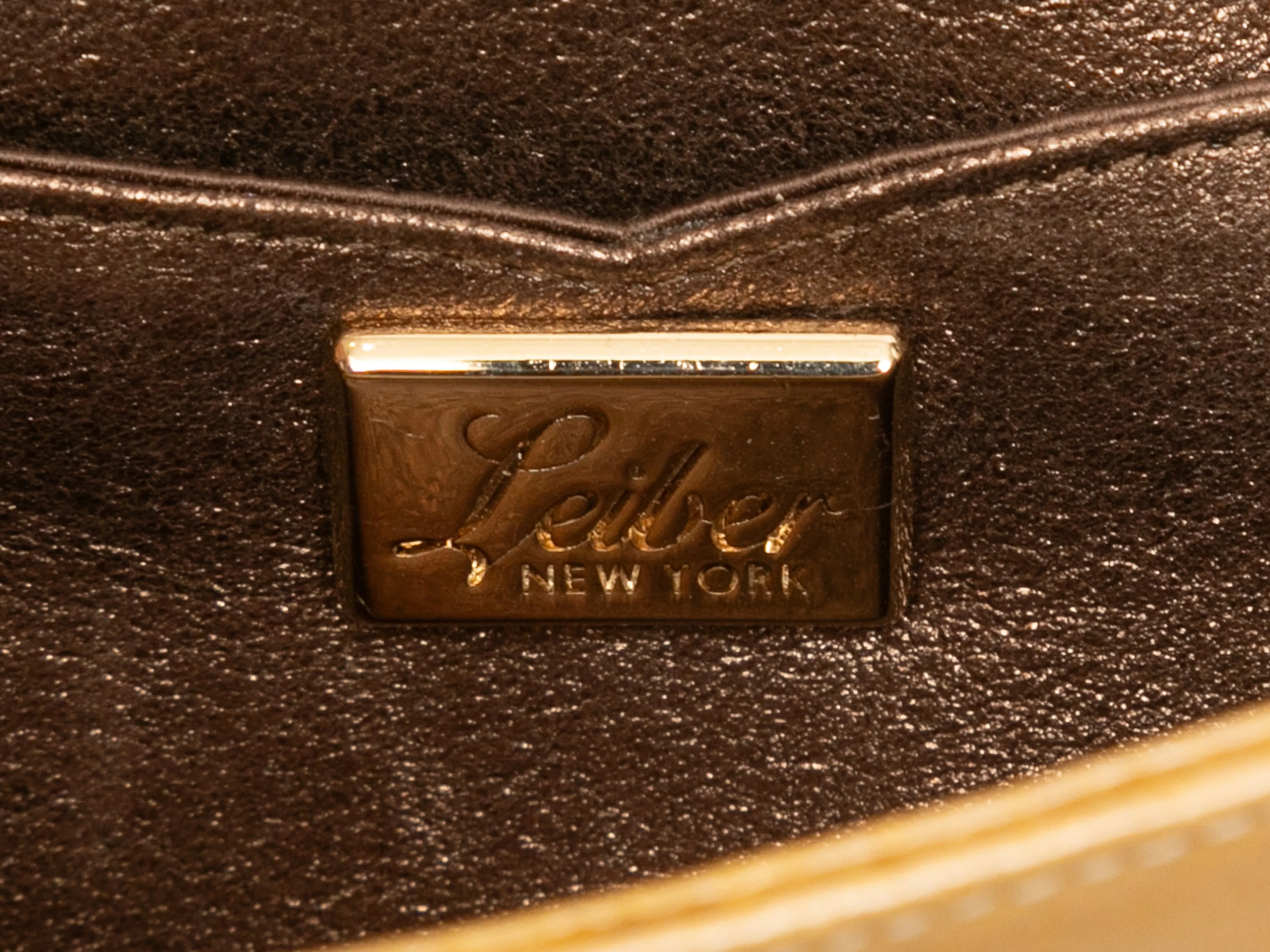 Beige Judith Leiber Patent Embellished Clutch