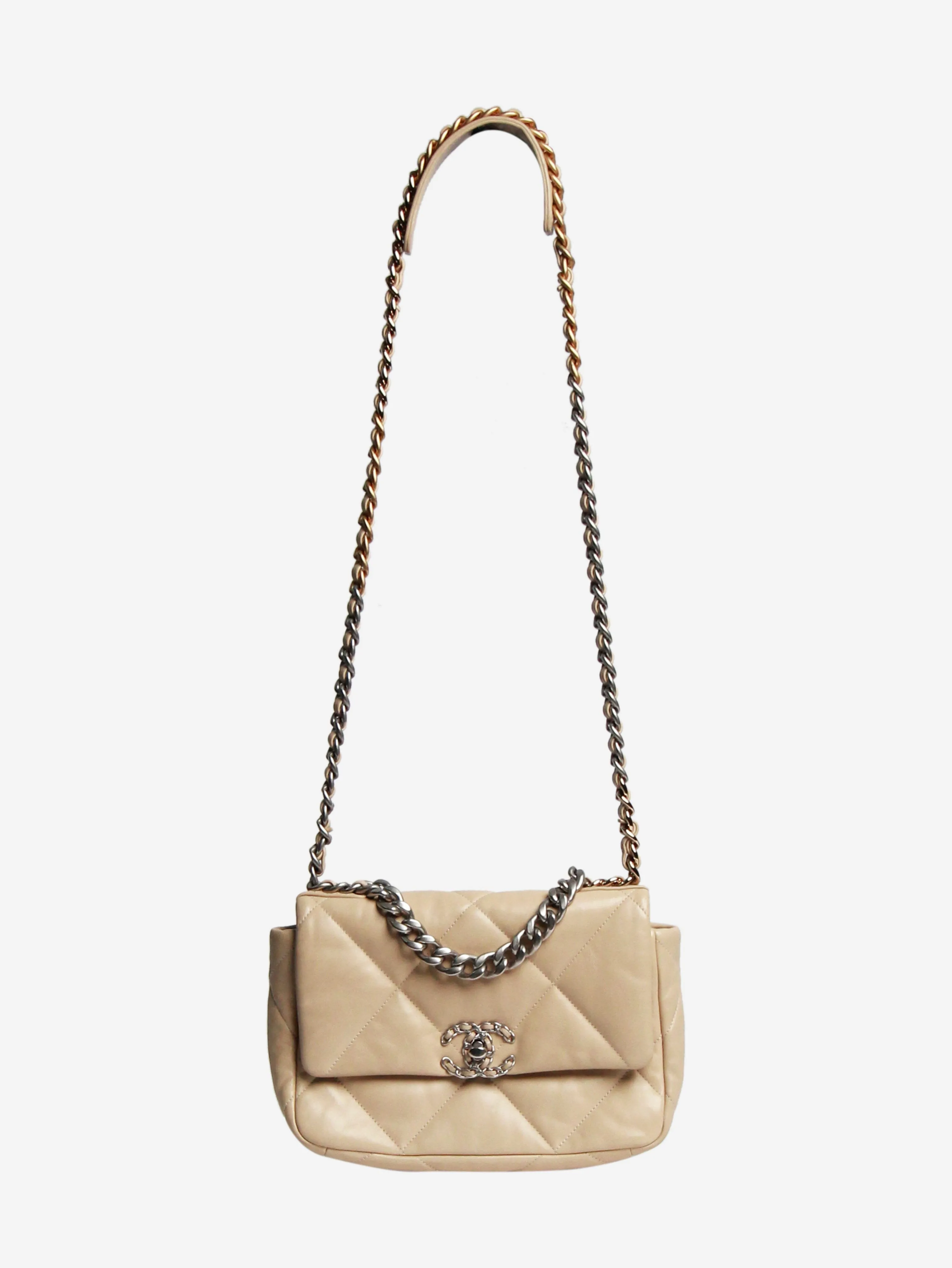 Beige medium 19 lambskin bag