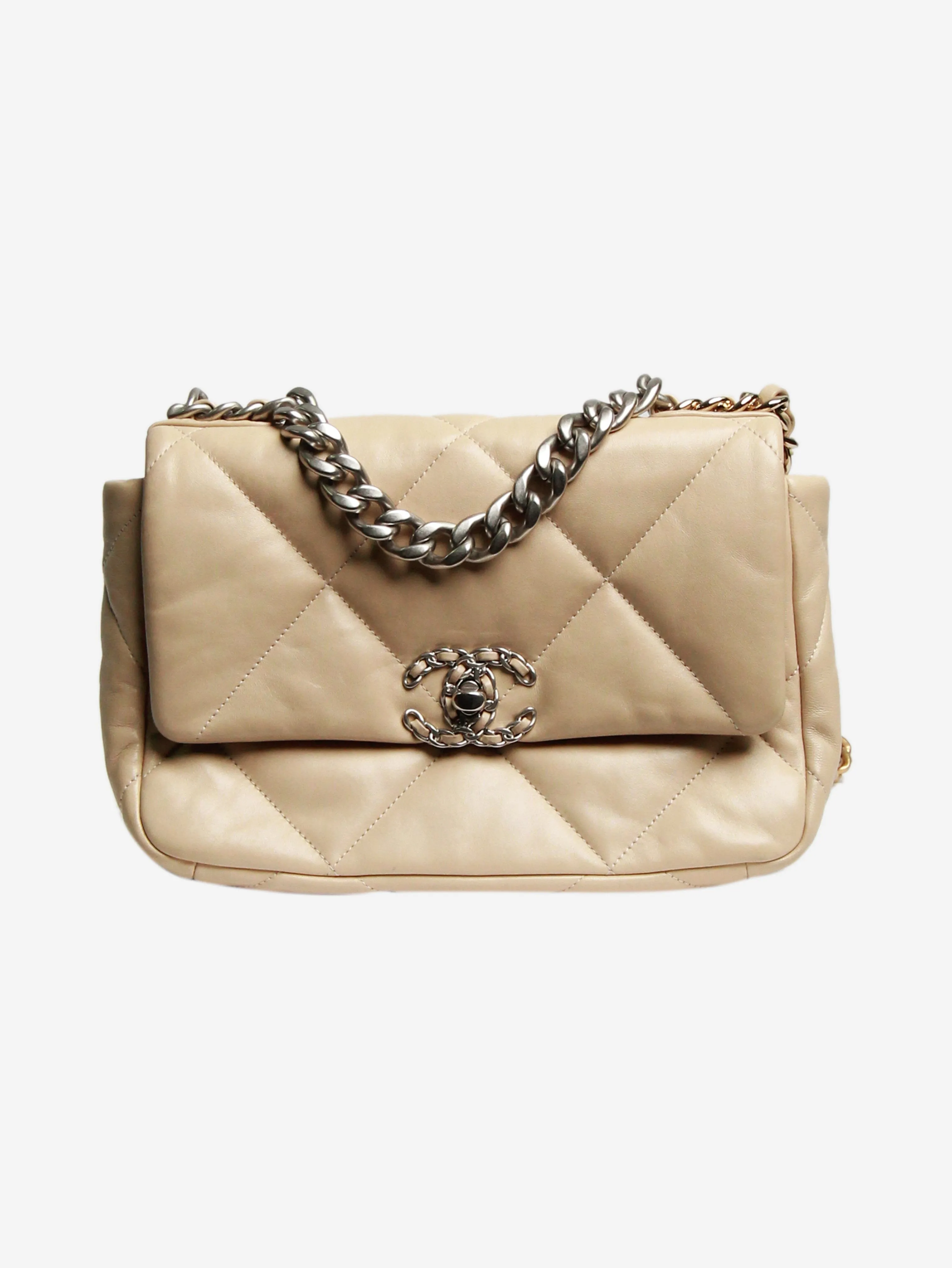 Beige medium 19 lambskin bag