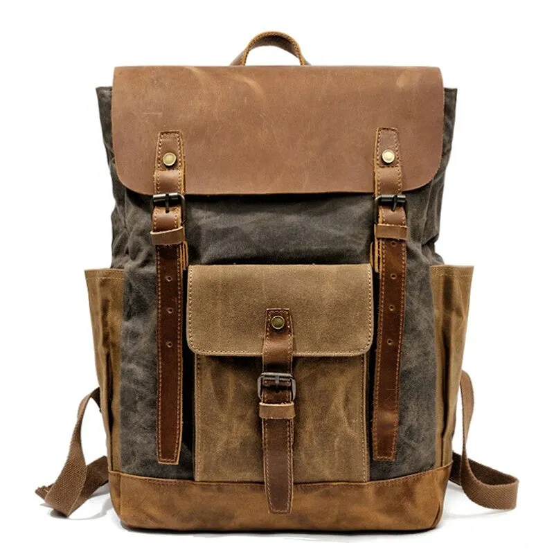 Belmount Waxed Canvas & Leather Backpack