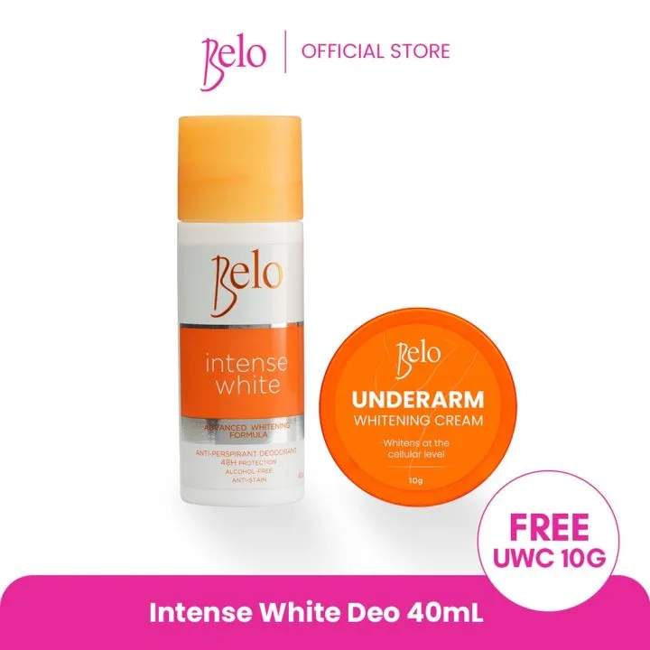 Belo Intense White Deo 40g   Free Belo Underarm Whitening Cream 10g