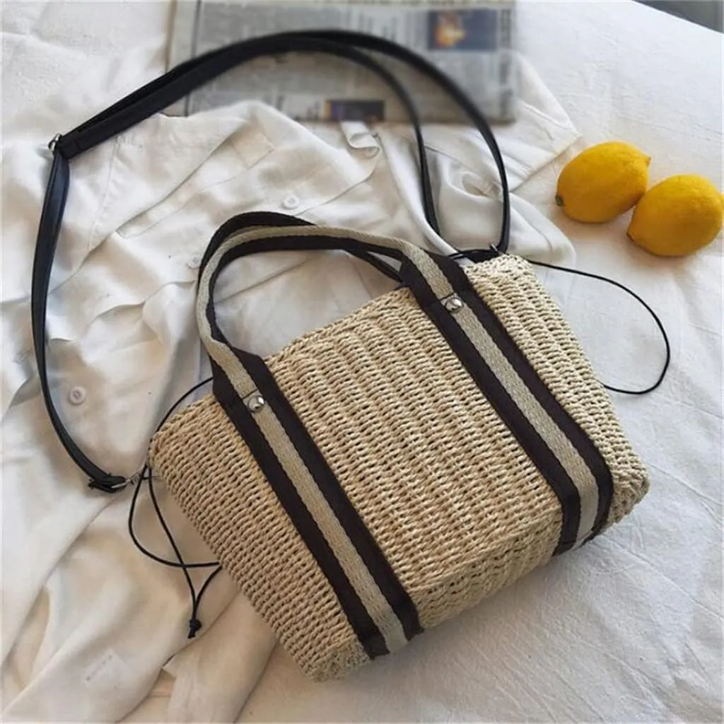 Big Bucket Straw Handbags for Women Summer Shoulder Bags Travel Purses Handbags Casual Shoulder Bag (Photo Colour, One Size)