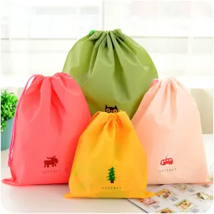 bingone Set of 5 Waterproof Drawstring Bag PE Plastic Folding Sport Home Travel Storage Use