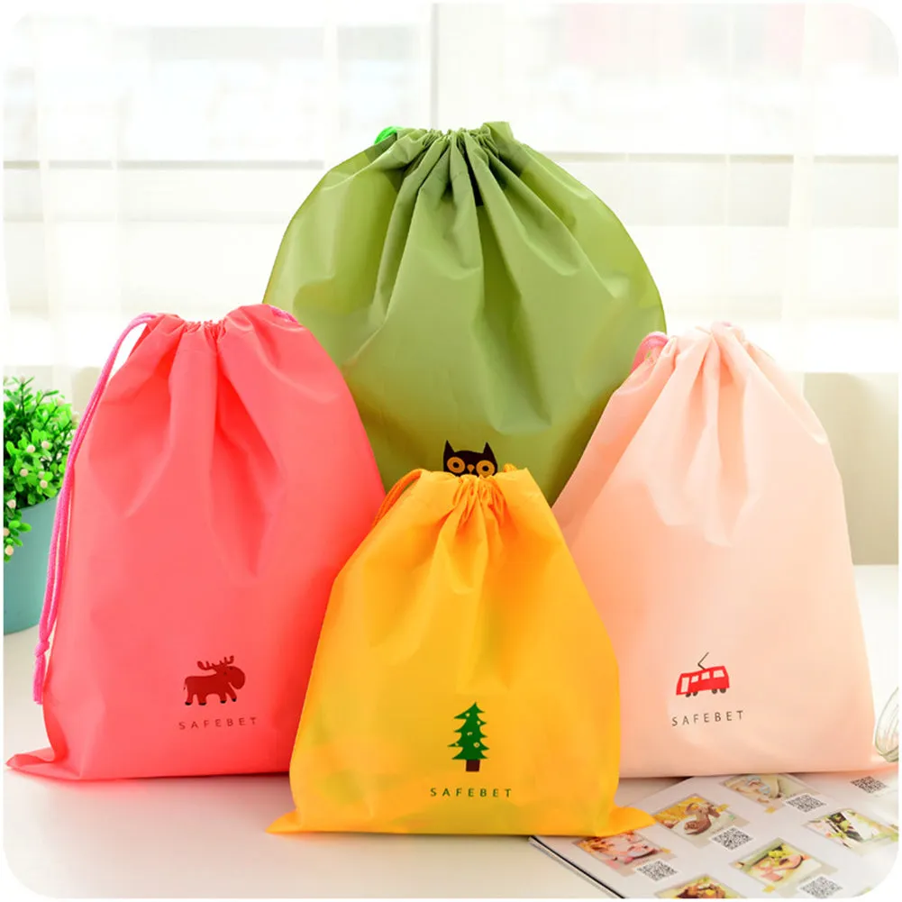 bingone Set of 5 Waterproof Drawstring Bag PE Plastic Folding Sport Home Travel Storage Use