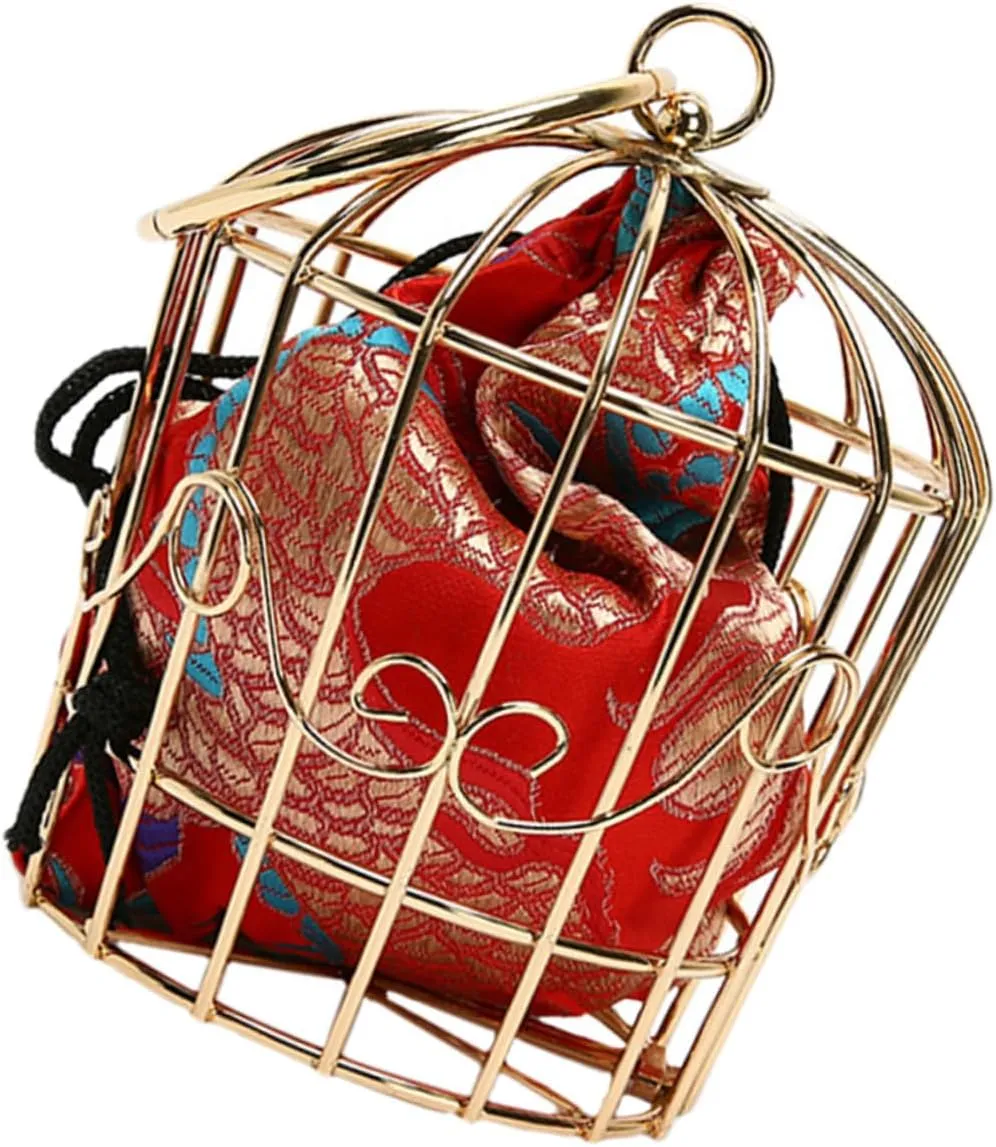 Birdcage Purse Shoulder Bag Chain Stylish for Occasion Red