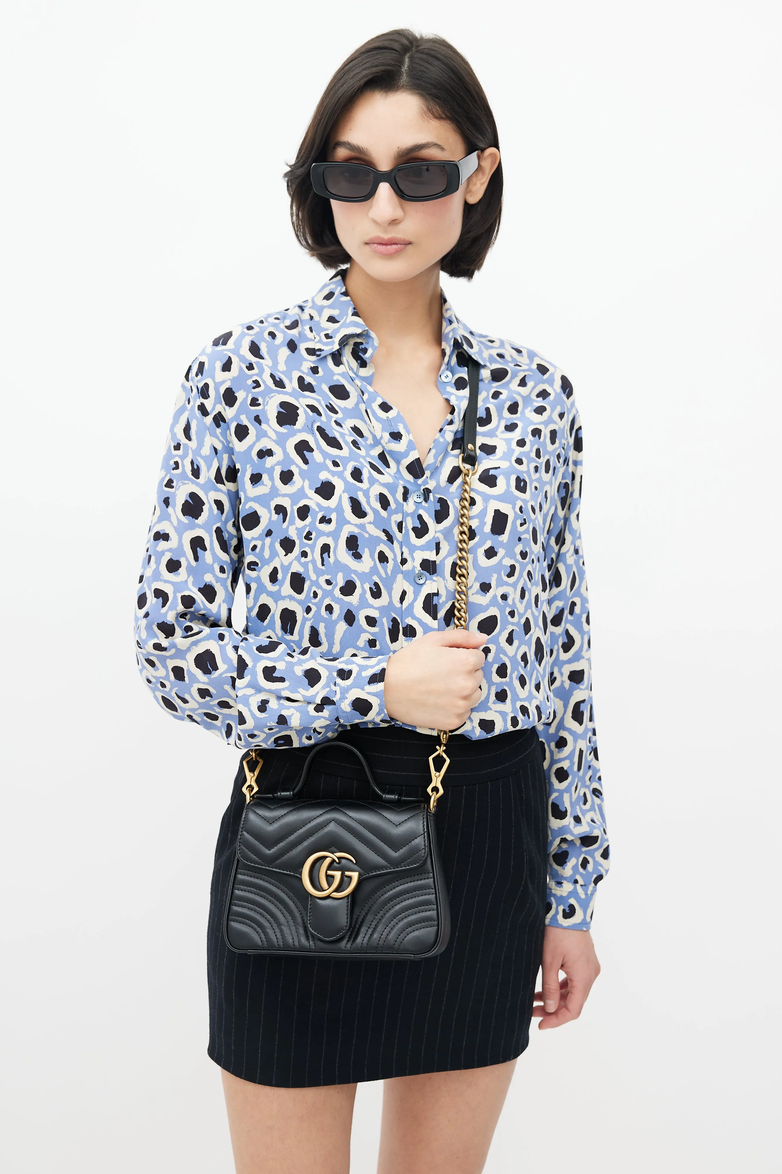Black & Gold Marmont Leather Bag