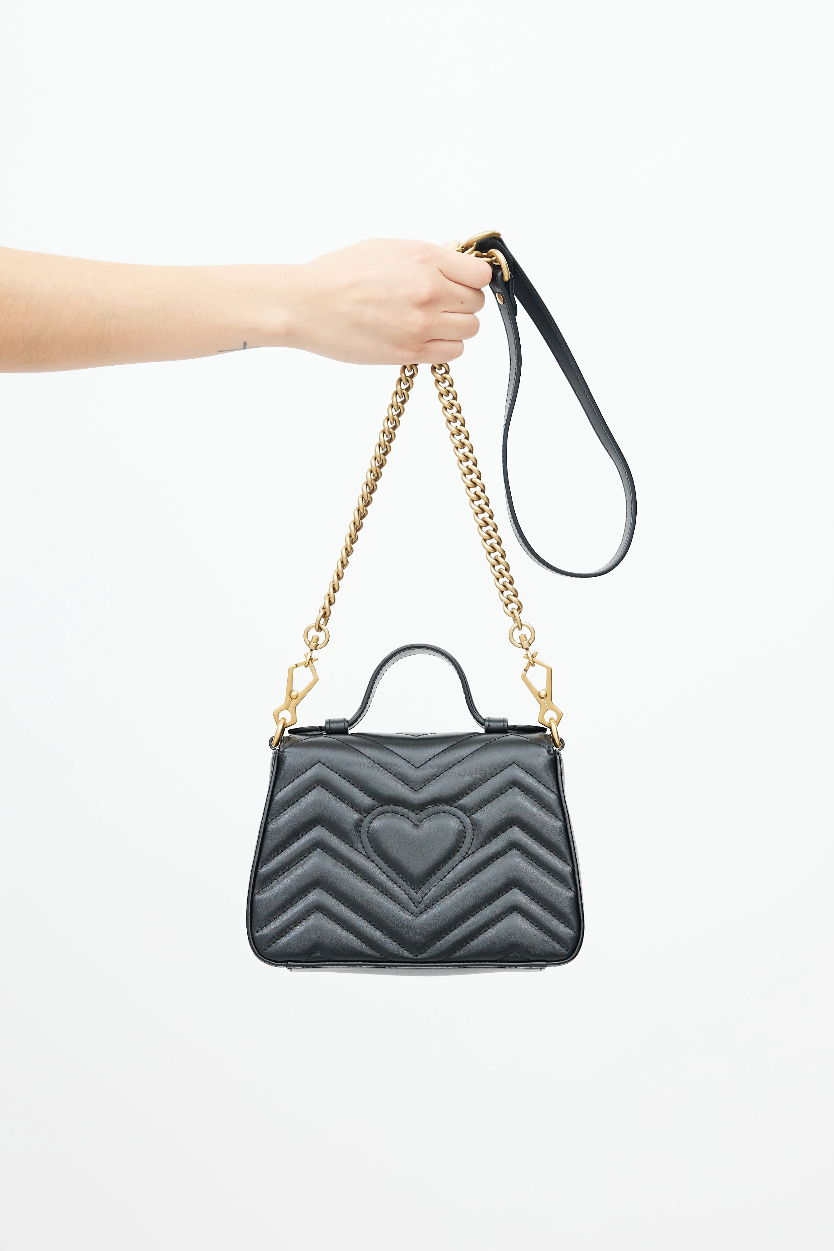 Black & Gold Marmont Leather Bag