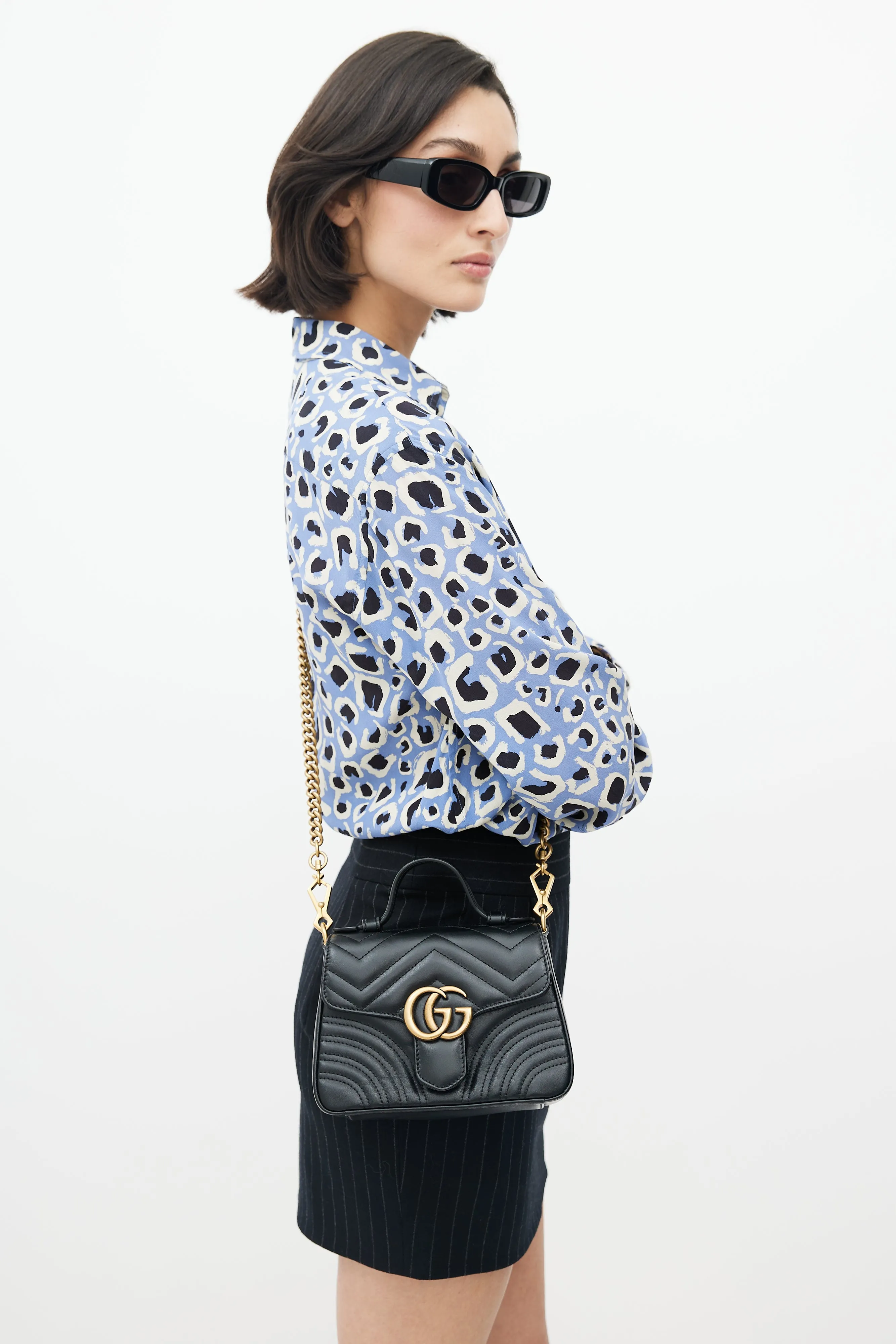 Black & Gold Marmont Leather Bag
