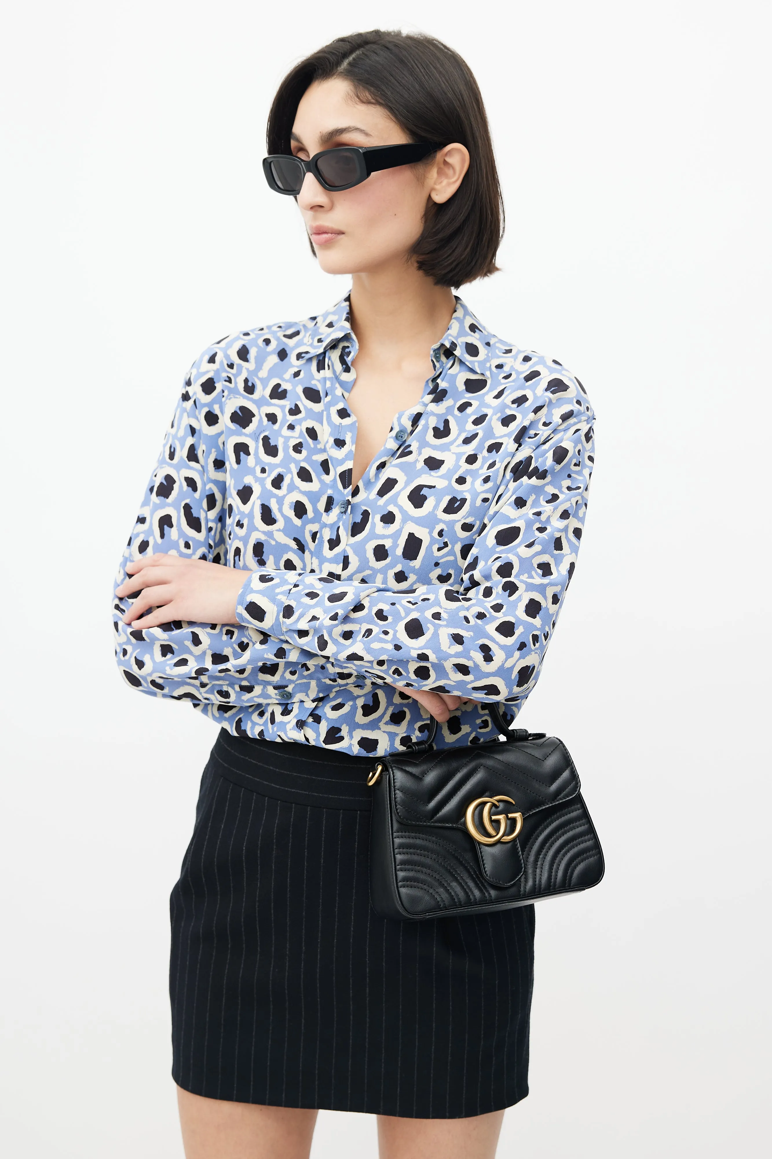 Black & Gold Marmont Leather Bag
