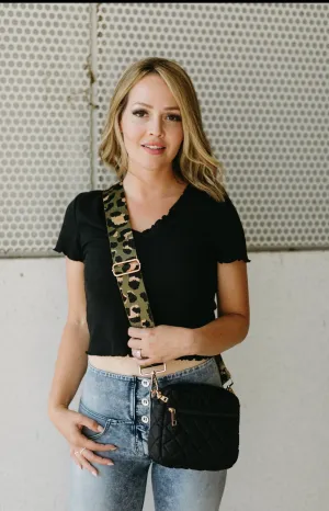 Black Cassie Quilted Crossbody Bag
