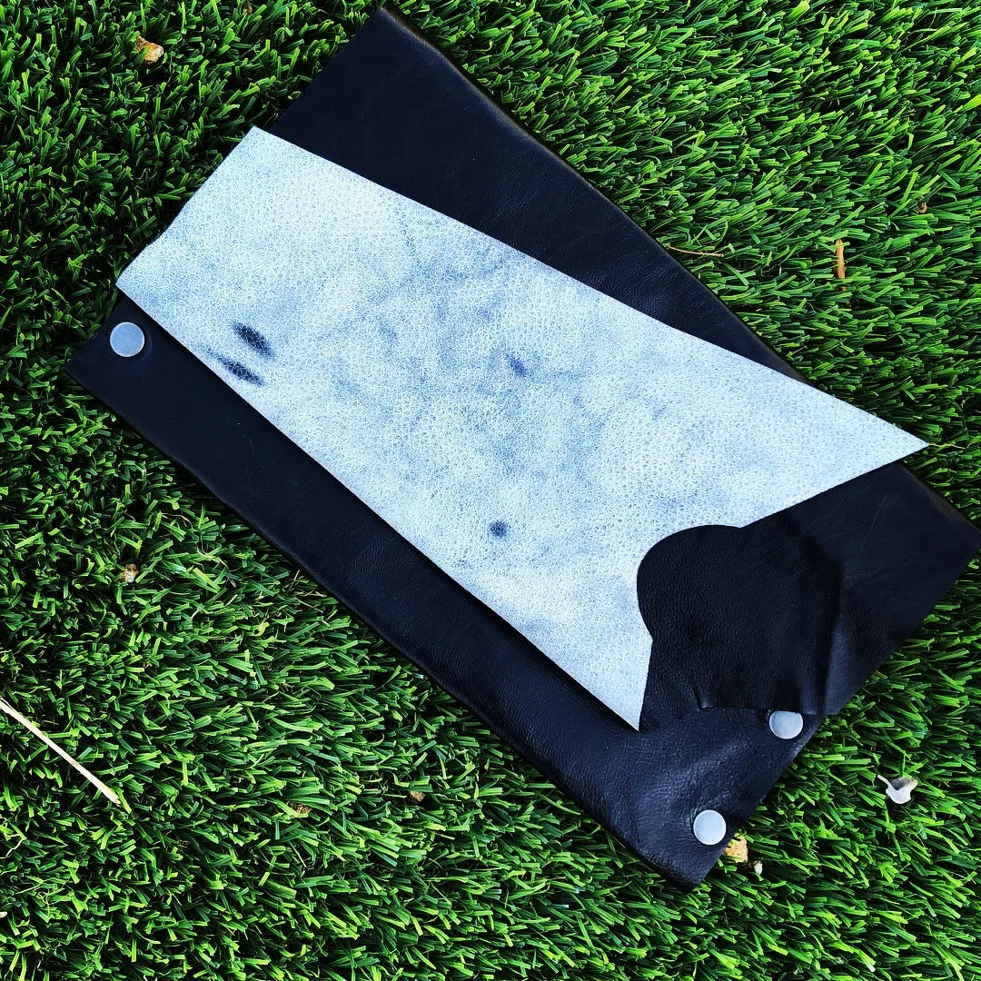 Black Genuine Leather Clutch with B W Leather Interior