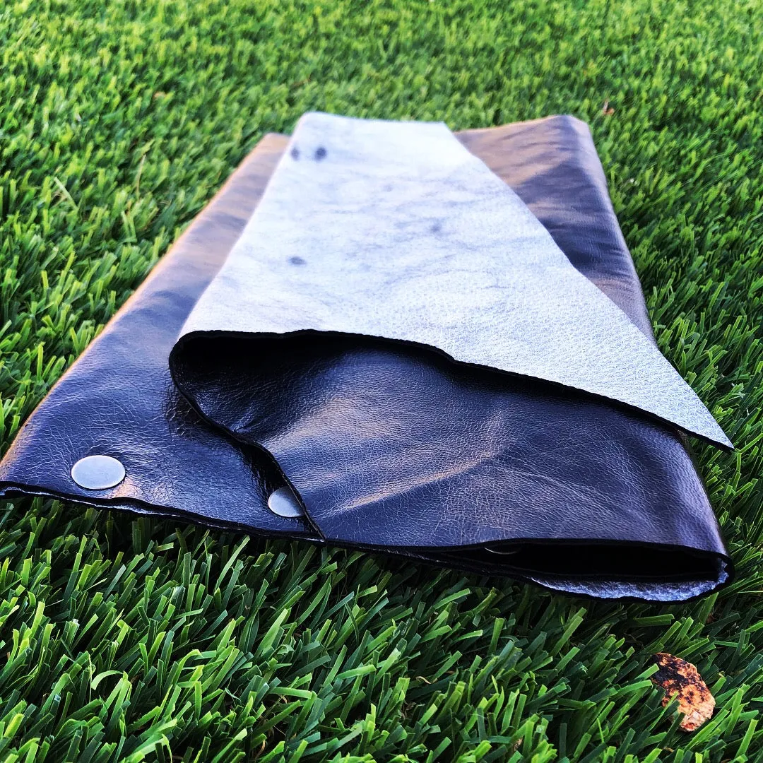 Black Genuine Leather Clutch with B W Leather Interior