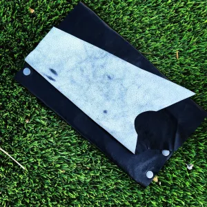 Black Genuine Leather Clutch with B W Leather Interior