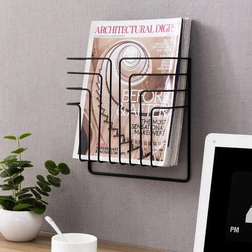Black Metal Wire Magazine and File Rack