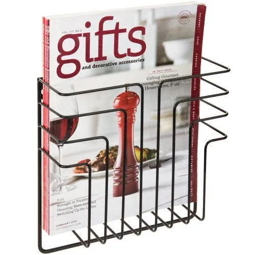 Black Metal Wire Magazine and File Rack