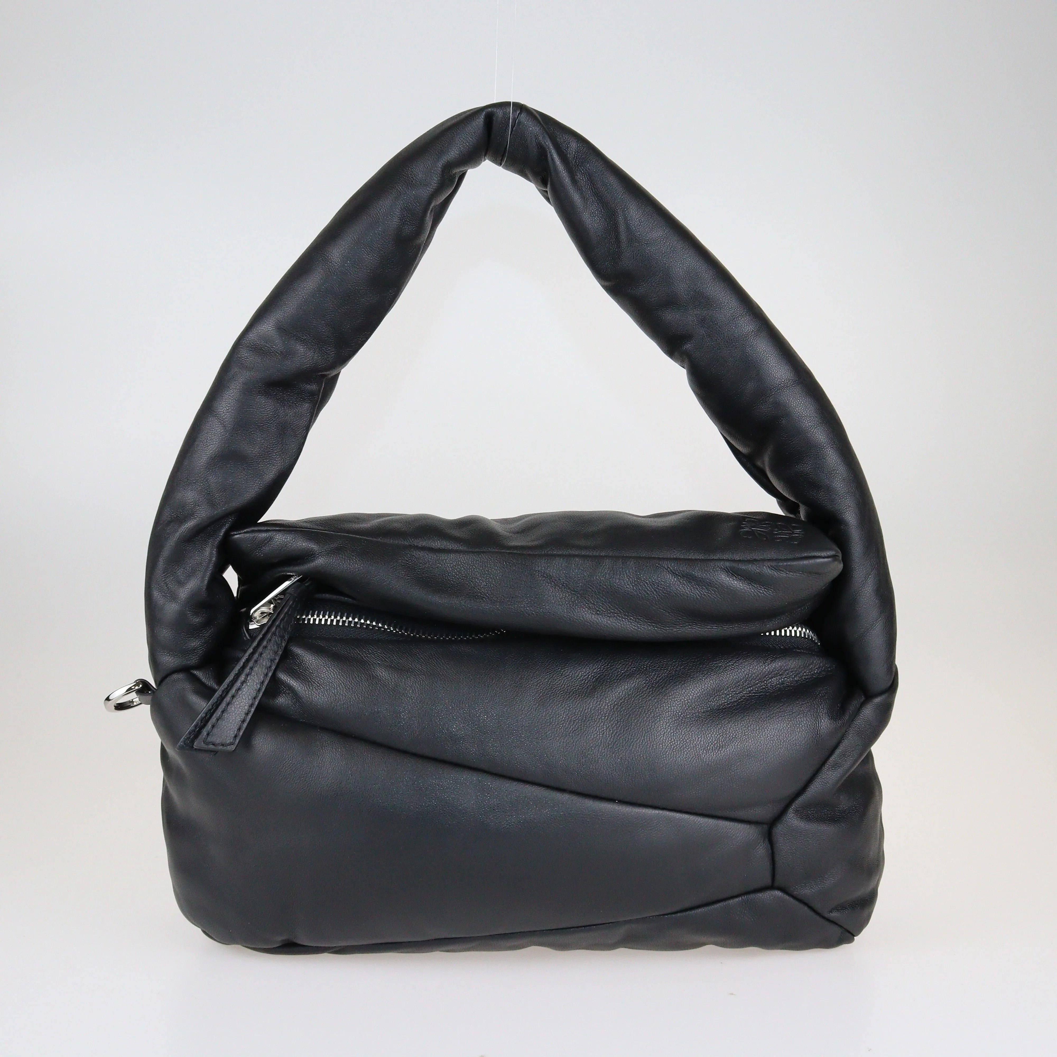 Black Puzzle Puffer Hobo Bag