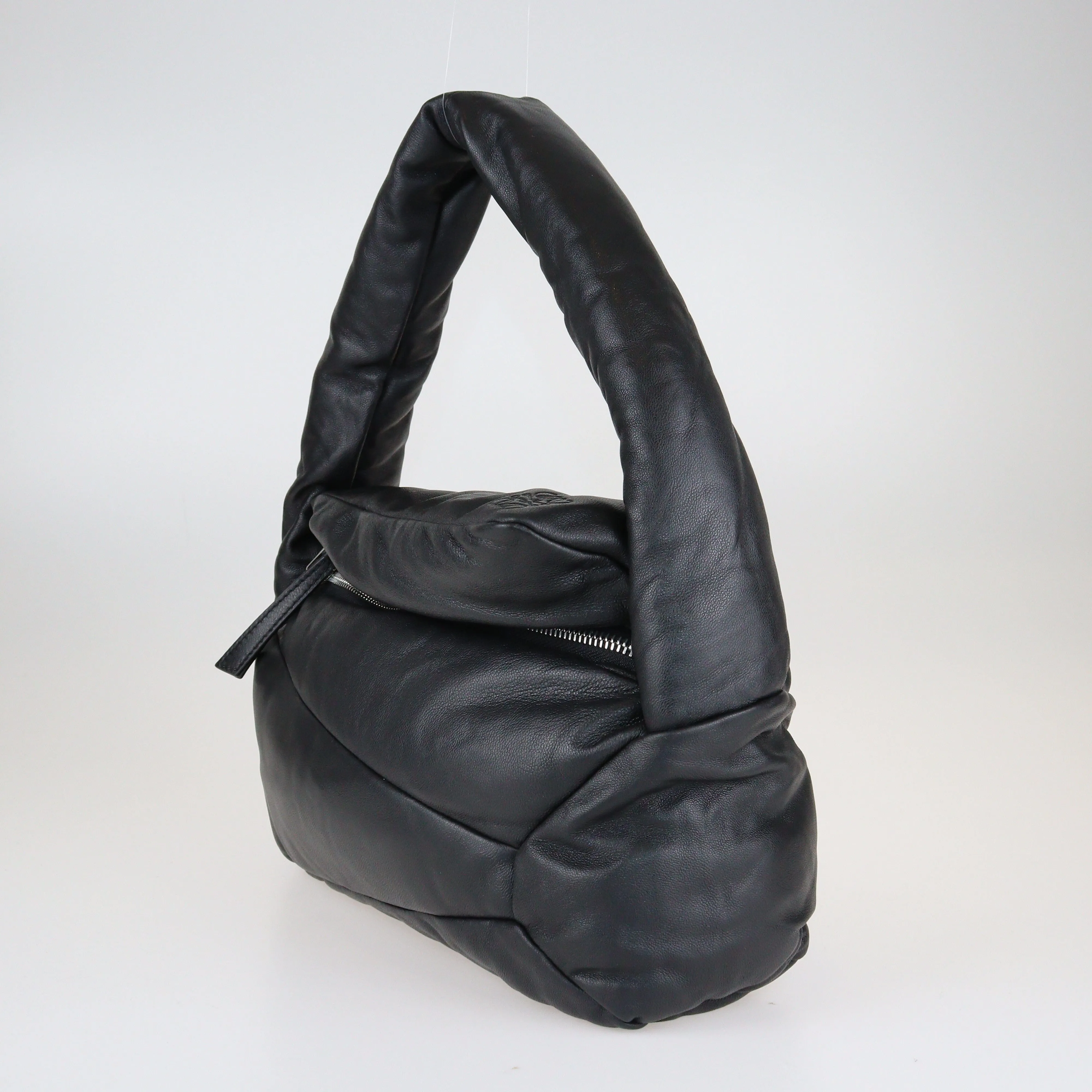 Black Puzzle Puffer Hobo Bag
