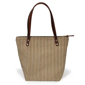 Black Ticking Stripe Portfolio Tote
