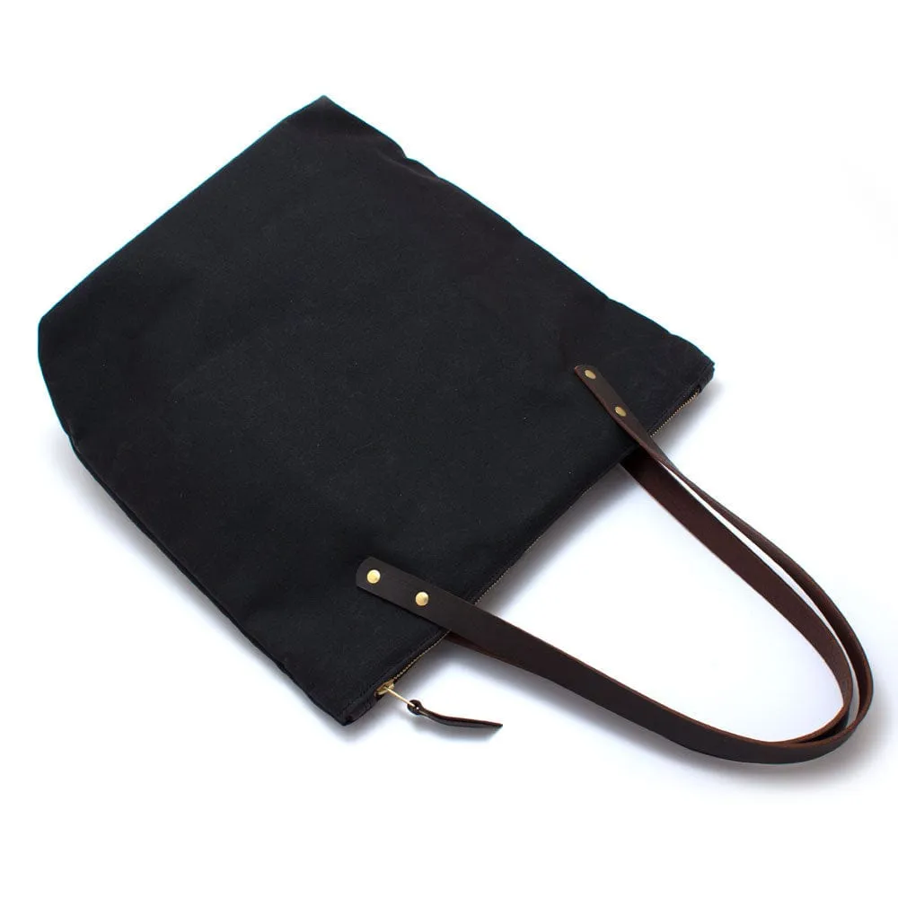 Black Waxed Canvas Portfolio Tote