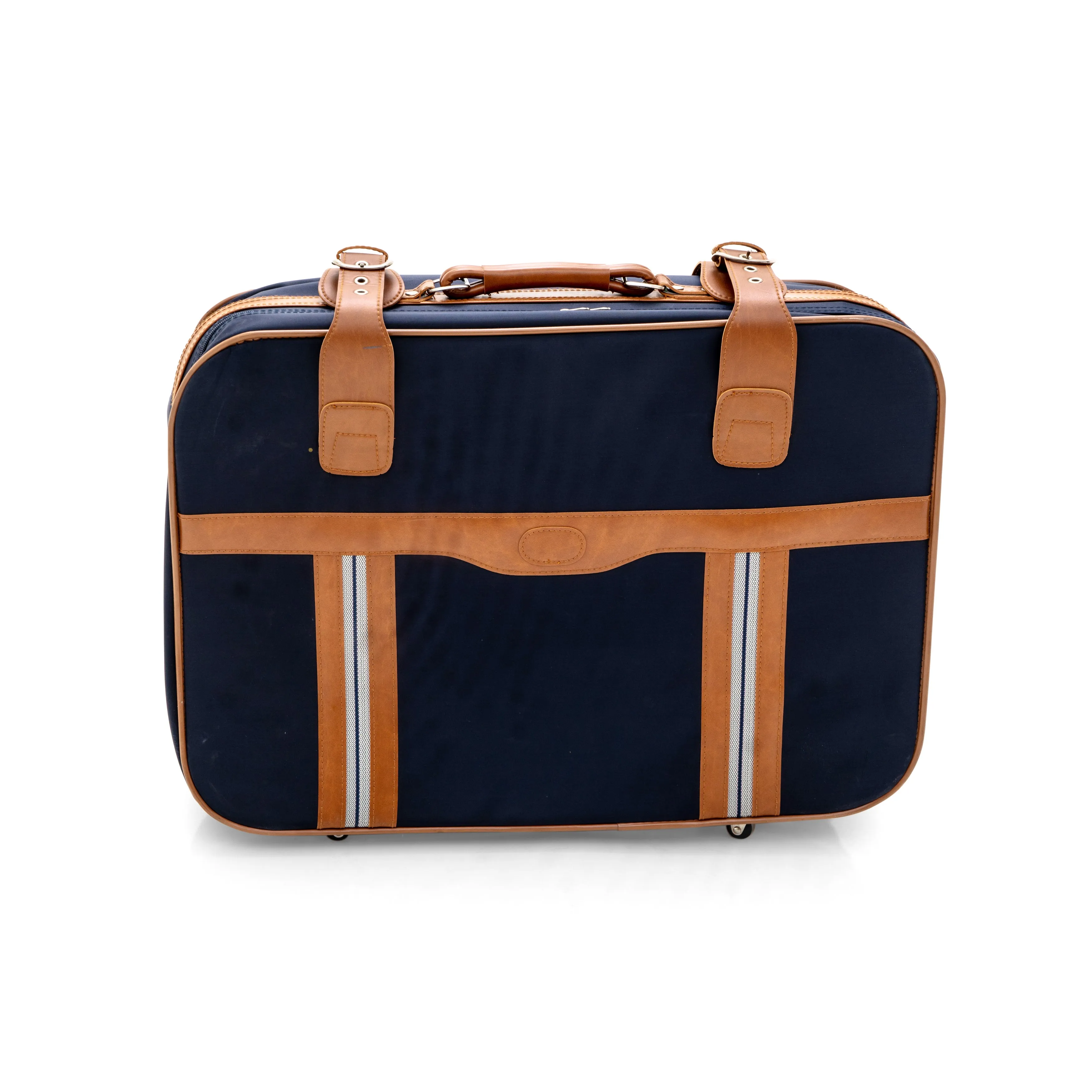 Blue & Tan Leather 'Samsonite' Suitcase Large