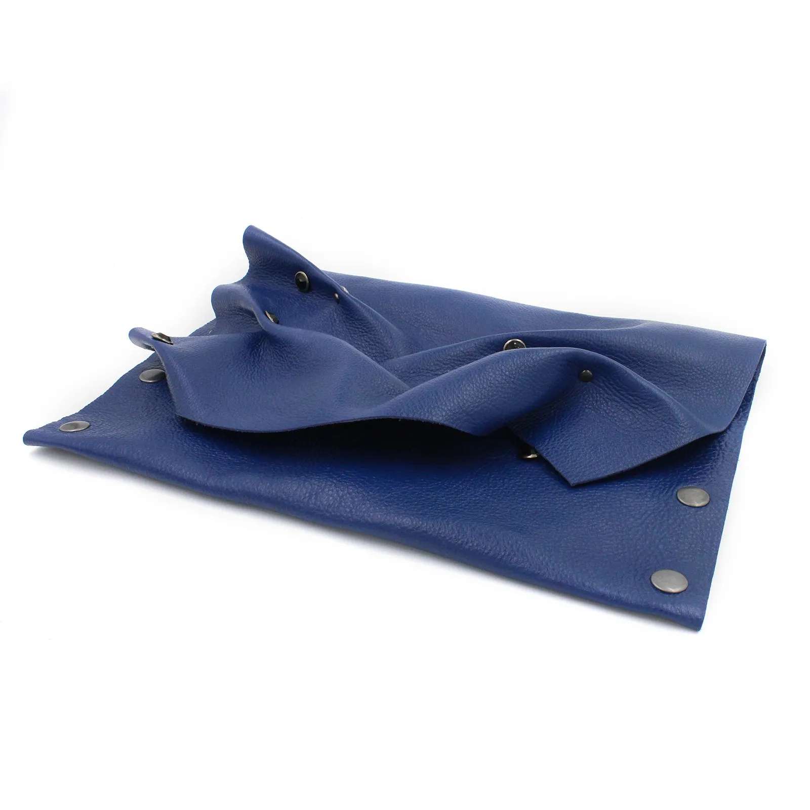 Blue Leather Textured "Wave" Clutch