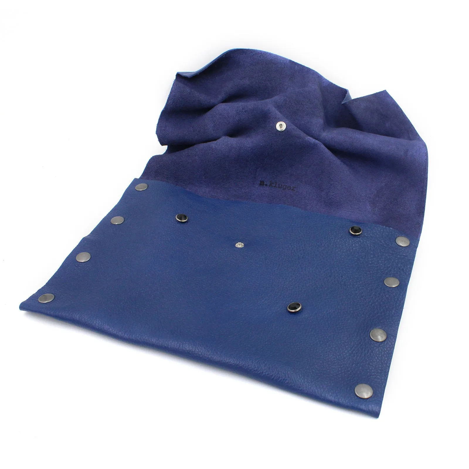 Blue Leather Textured "Wave" Clutch