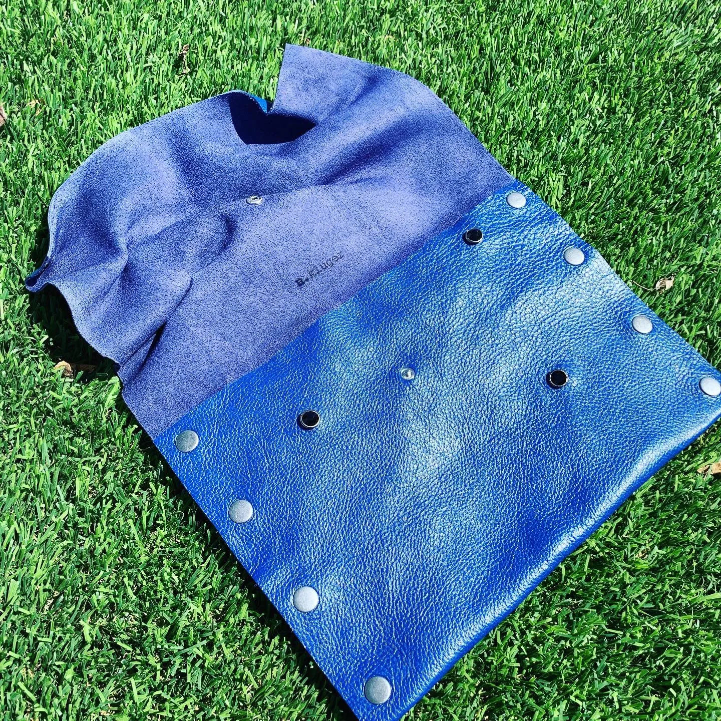 Blue Leather Textured "Wave" Clutch
