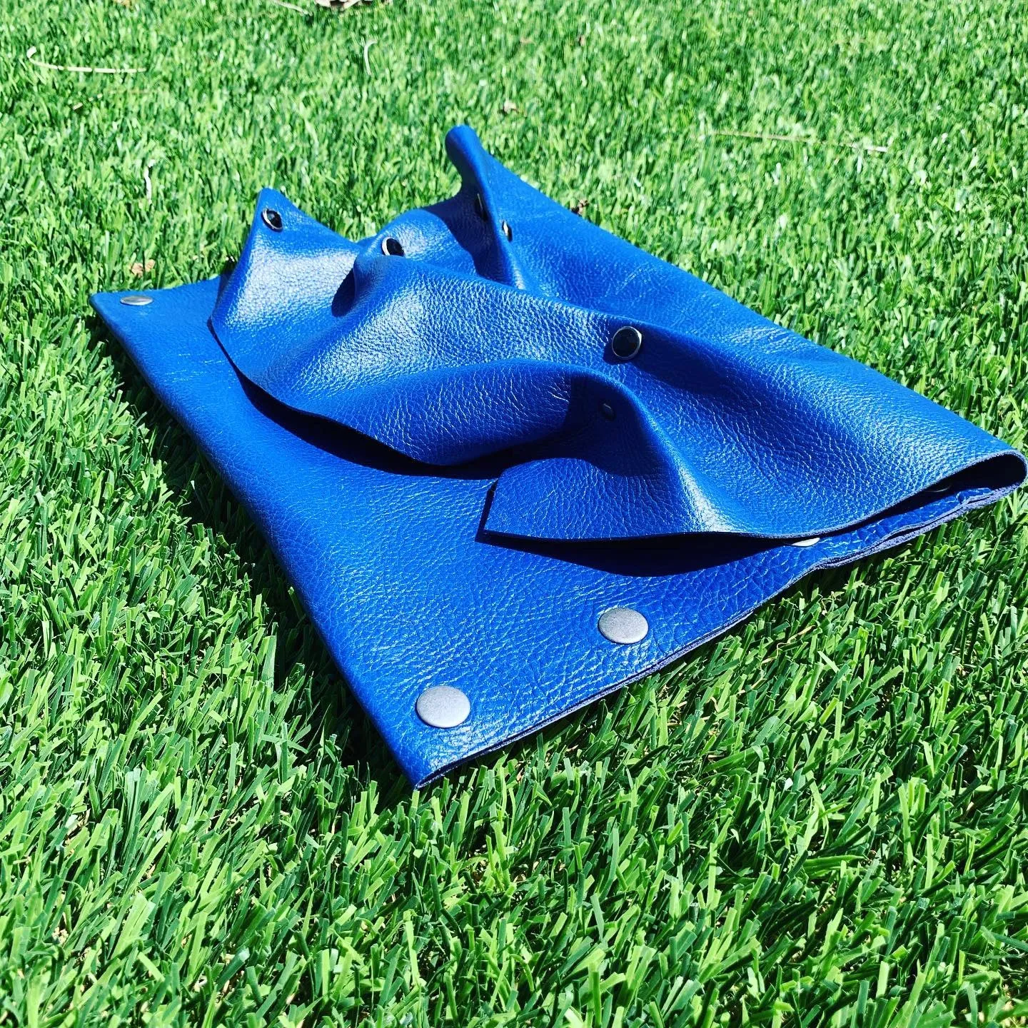 Blue Leather Textured "Wave" Clutch