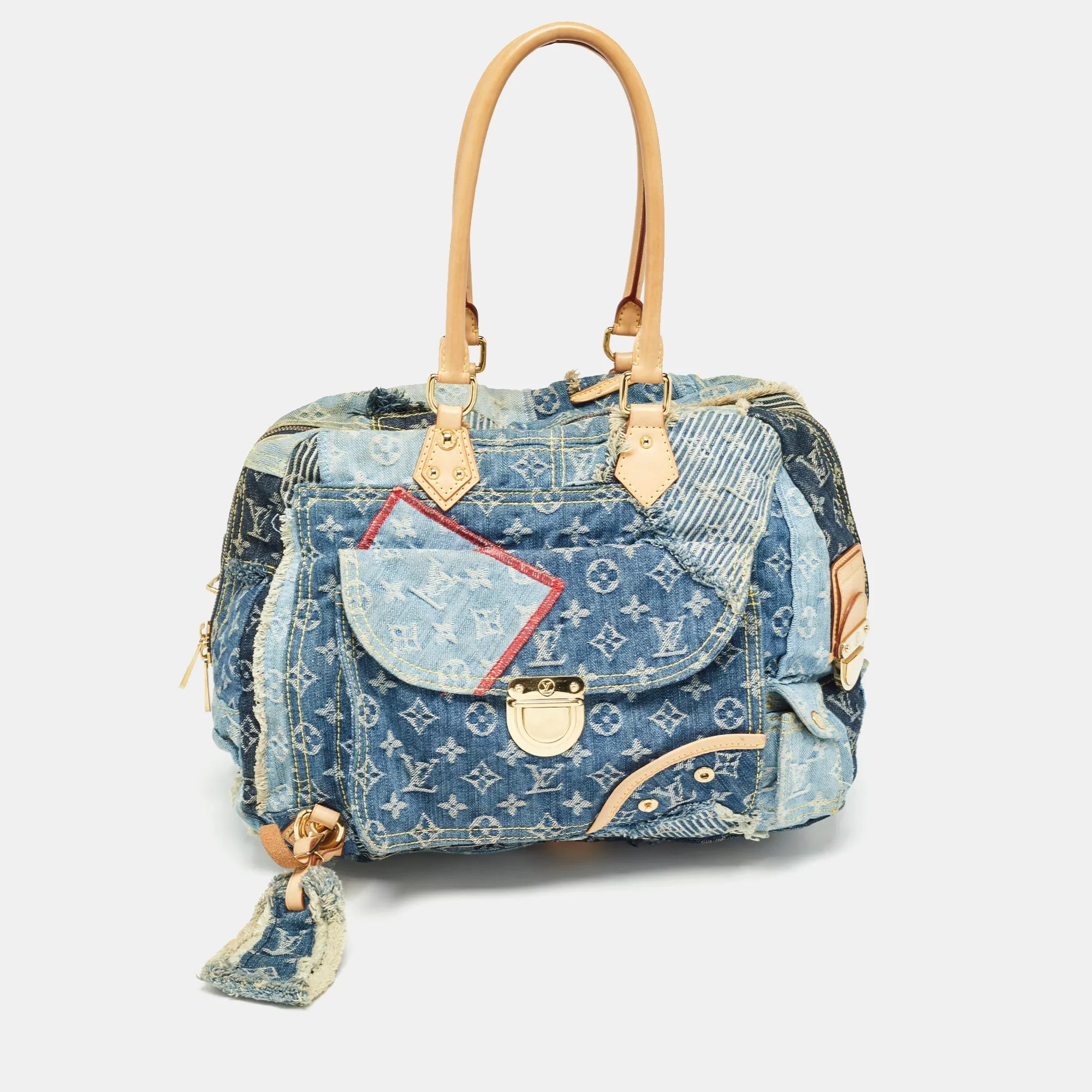Blue Monogram Patchwork Denim Bowly Bag
