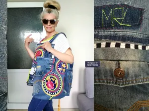 Boho Denim Tote Bag Embroidered Large Shoulder Purse Bag