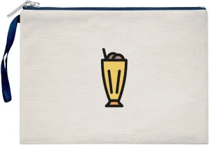 Bona Basics, Ladies Digital Printed Gabardine Clutches Everyday Fashion Beige Navy Blue Handle Zip Large