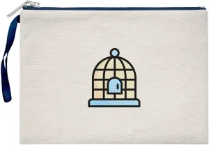 Bona Basics, Ladies Digital Printed Gabardine Clutches Everyday Fashion Beige Navy Blue Handle Zip Large