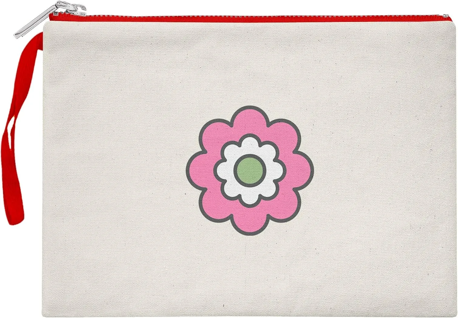 Bona Basics, Womens Digital Printed Gabardine Clutch Bags Everyday Fashion Beige Red Handle Zipper Medium