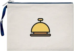 Bona Basics, Womens Digital Printed Gabardine Clutches Everyday Fashion Beige Navy Blue Handle Zip Small