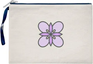 Bona Basics, Womens Digital Printed Gabardine Clutches Everyday Fashion Beige Navy Blue Handle Zip Small