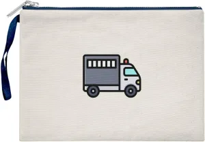 Bona Basics, Womens Digital Printed Gabardine Clutches Everyday Fashion Beige Navy Blue Handle Zip Small