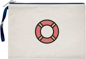 Bona Basics, Womens Digital Printed Gabardine Clutches Everyday Fashion Beige Navy Blue Handle Zip Small