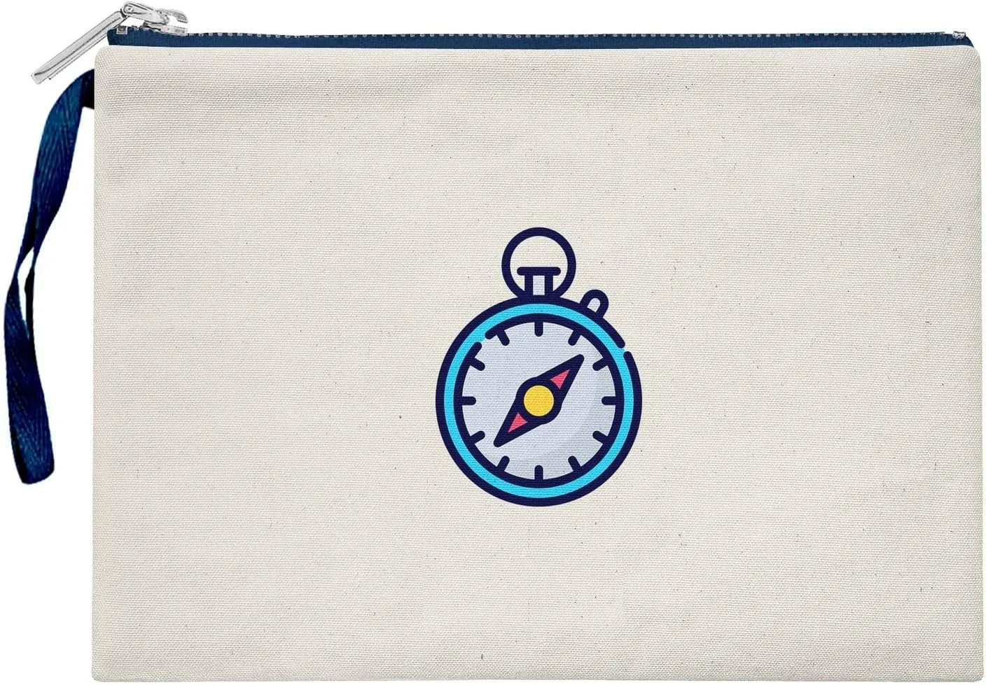 Bona Basics, Womens Digital Printed Gabardine Clutches Everyday Fashion Beige Navy Blue Handle Zip Small