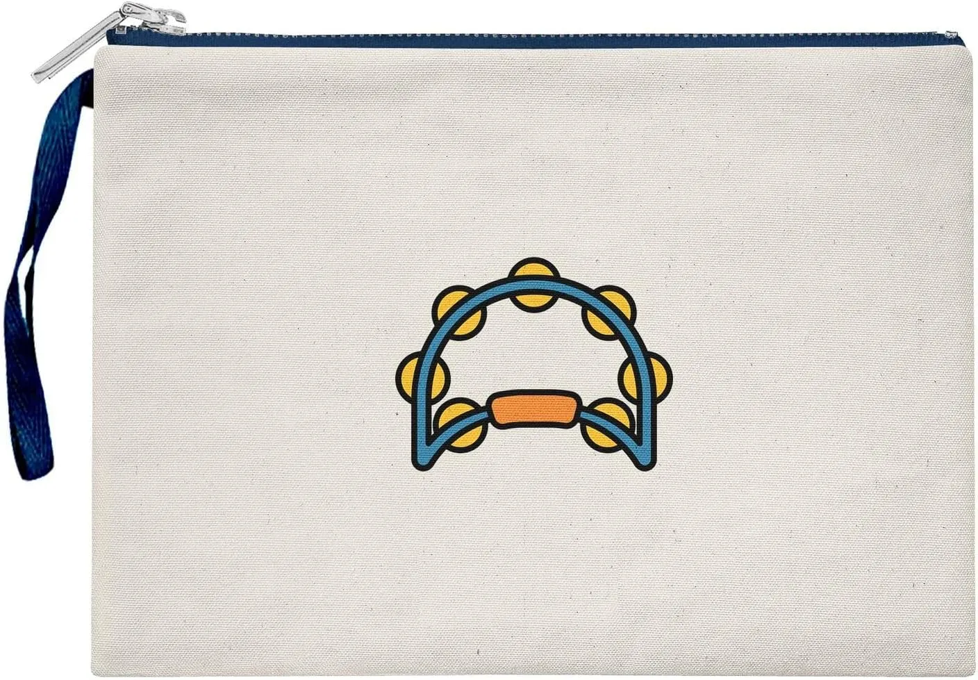 Bona Basics, Womens Digital Printed Gabardine Clutches Everyday Fashion Beige Navy Blue Handle Zipper Medium