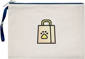 Bona Basics, Womens Digital Printed Gabardine Clutches Everyday Fashion Beige Navy Blue Handle Zipper Medium